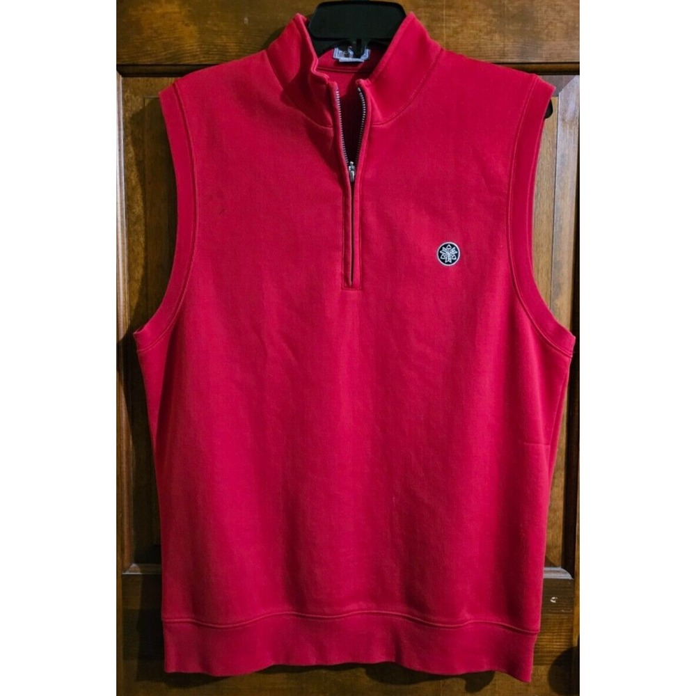 Fennec Mens Sleeveless 1/4 Zip Red Golf Vest - Size Medium